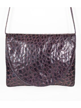 Woodward Italy Genuine Leather Purple Brown Handbag shoulder crossbody aubergine